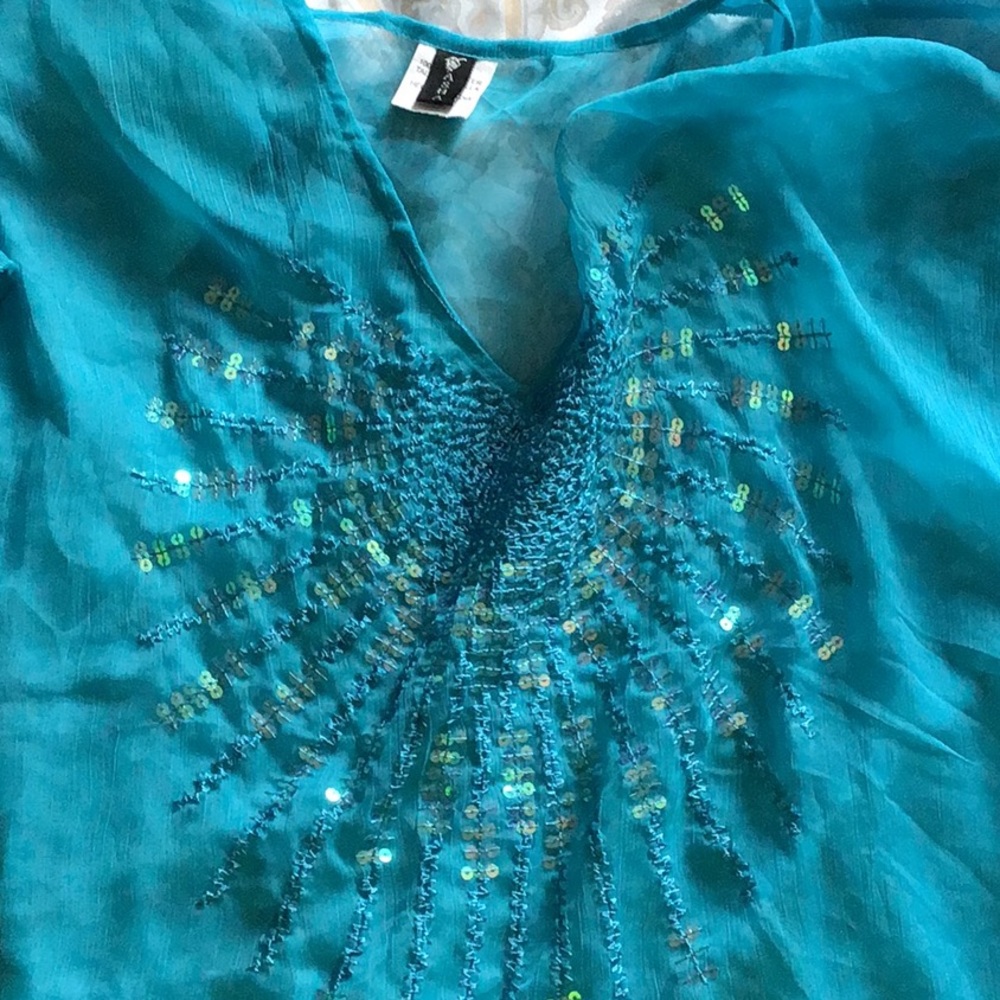 ASHA swimsuit coverups blue with sequins one size - Picture 5 of 6